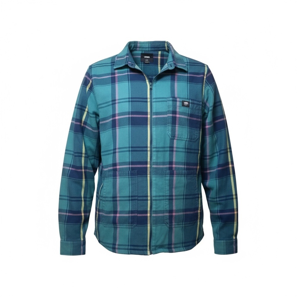 Vans Multicolor Plaid Shirt - Teal, Navy, Pink, Yellow size large